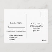 Carte Postale Mariage Champêtre | Choix de Nourriture RSVP Monog (Dos)