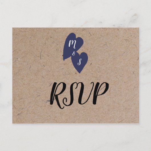 Carte Postale Mariage Champêtre | Choix de Nourriture RSVP Monog (Devant)