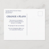 Carte Postale Mariage Changement de plans Moderne Minimal Marine (Dos)