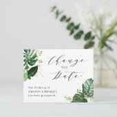 Carte Postale Mariage Changer la date Tropical Palm Feuilles (Debout devant)