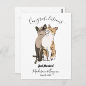 Carte Postale Mariage chats mignons (Devant / Derrière)