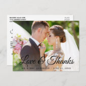 Carte Postale Mariage chic calligraphie moderne amour et remerci (Devant / Derrière)