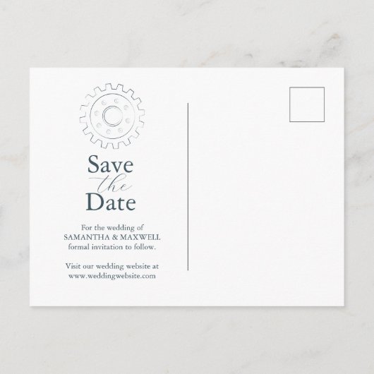 Carte Postale Mariage Chic Industriel Enregistrer La Date (Dos)