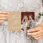 Carte Postale Mariage Chic Merci Élégant Script Beige Poussiéreu