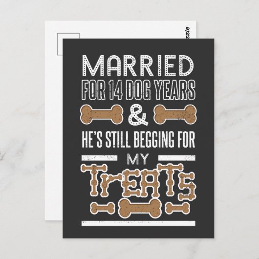 Carte Postale Mariage Chien Années 2e anniversaire Mariage (Devant / Derrière)