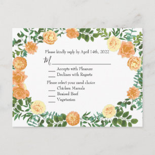 Carte Postale Mariage classique Floral Roses