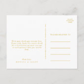 Carte Postale Mariage classique minimal marine bleu or Merci (Dos)