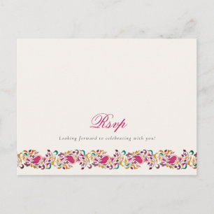 Carte Postale Mariage Classique Rose Vert Jaune Floral Cygne Ois