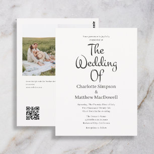 Carte Postale Mariage code QR photo vintage budget audacieux