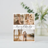 Carte Postale Mariage Collage Love and Thanks Script Merci (Debout devant)
