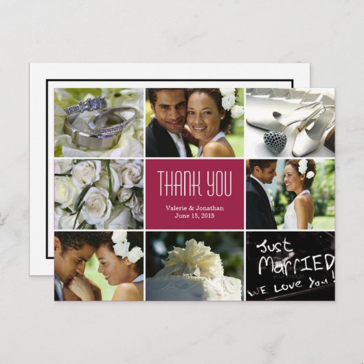 Carte postale mariage Collage Merci - Bourgogne (Devant / Derrière)