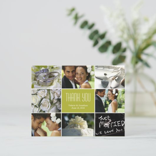 Carte postale mariage Collage Merci - Chartreuse (Debout devant)