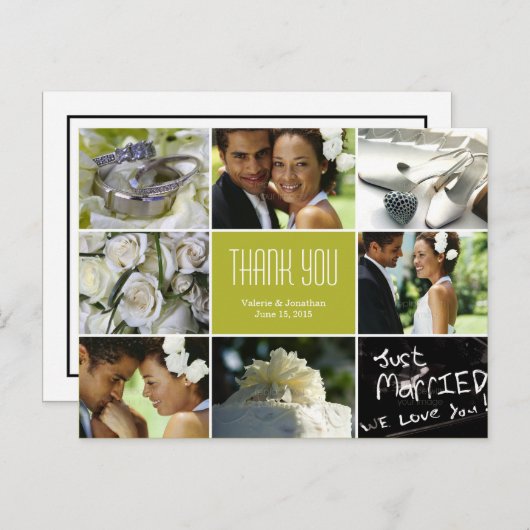 Carte postale mariage Collage Merci - Chartreuse (Devant / Derrière)