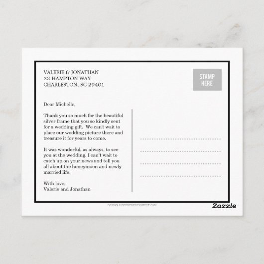 Carte postale mariage Collage Merci - Chartreuse (Dos)