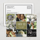 Carte postale mariage Collage Merci - Sage (Devant / Derrière)