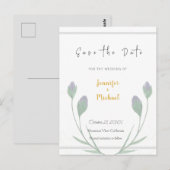 Carte Postale Mariage couleur or Calligraphie Script Enregistrer (Devant / Derrière)