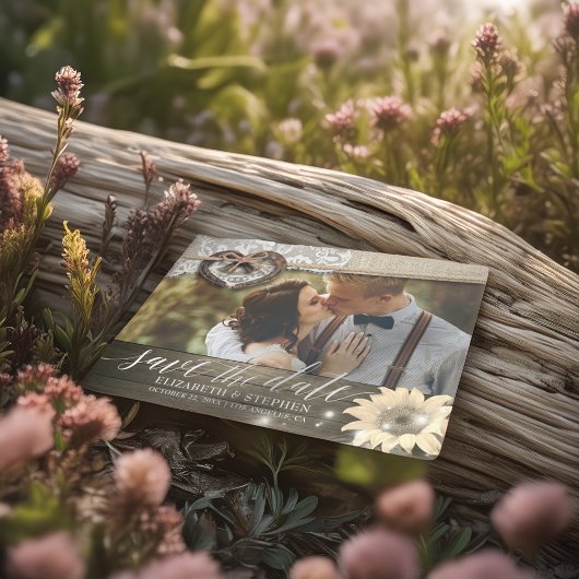 Carte Postale Mariage Couple Fer à Cheval Soleil Enregistrer Dat