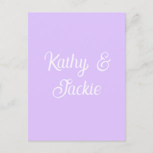 Carte Postale Mariage couple rétro pastel violet nom stylé na