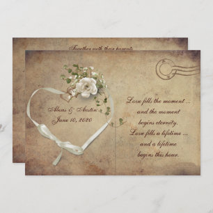 Carte postale Mariage crème