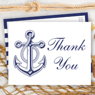 Carte Postale Mariage d'Achor bleu marine  Merci