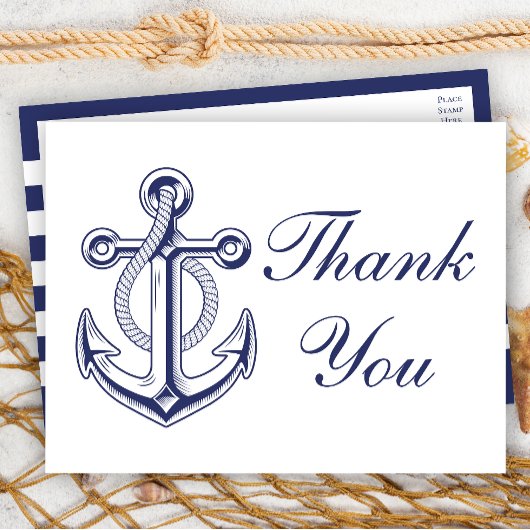 Carte Postale Mariage d'Achor bleu marine  Merci