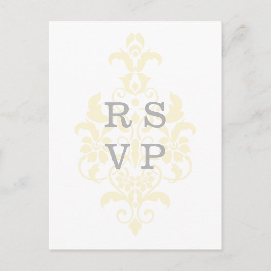 Carte postale Mariage damassé Jaune Subtile RSVP (Devant)