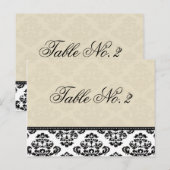Carte Postale Mariage damassé noir blanc et ivoire Numéro de tab (Devant / Derrière)