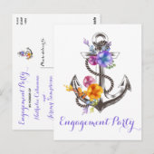 Carte Postale Mariage d'Ancre florale du Nautical Engagement Par (Devant / Derrière)