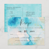 Carte Postale MARIAGE d'aquarelle BUDGET Sea Glass Shades (Devant / Derrière)