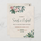 Carte Postale Mariage d'aquarelle verte à Rose d'âge minimal (Devant / Derrière)