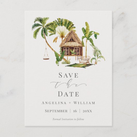 Carte Postale Mariage d'arbre tropical exotique Enregistrer la d (Devant)