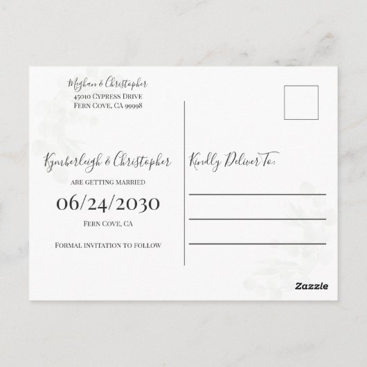 Carte Postale Mariage d'arc géométrique vert Dusty Enregistrer l (Dos)