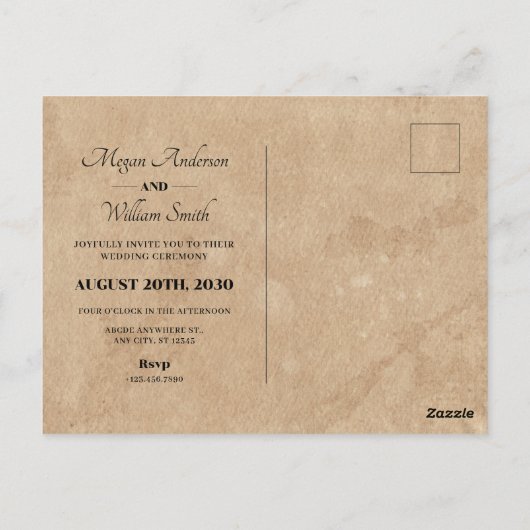 Carte Postale mariage d'architecture vintage (Dos)