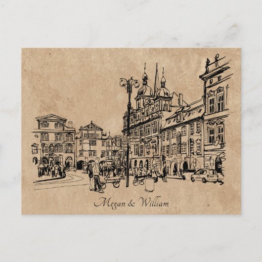 Carte Postale mariage d'architecture vintage (Devant)