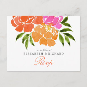 Carte Postale Mariage de automne Floral Rose Chaud Rsvp