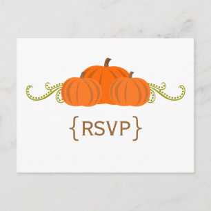 Carte postale Mariage de automne RSVP citrouille