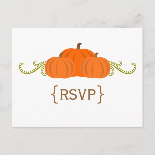 Carte postale Mariage de automne RSVP citrouille (Devant)