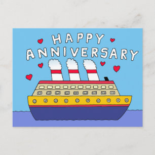 Carte Postale Mariage de bateau de croisière Anniversaire des fé