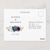 Carte Postale Mariage de Boho d'ivoire blanc bleu ardoise RSVP (Dos)