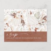 Carte Postale Mariage de Boho Floral en terre cuite RSVP (Devant)