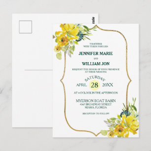 Carte Postale Mariage de bouquet doré jaune de printemps frais