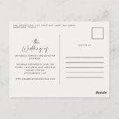 Carte Postale Mariage de budget manuscrit moderne (Dos)