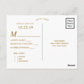 Carte Postale Mariage de cadre or rose Roses | Choix de repas RS (Dos)