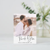 Carte Postale Mariage de calligraphie élégant Photo Merci (Debout devant)