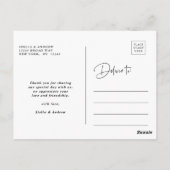 Carte Postale Mariage de calligraphie élégant Photo Merci (Dos)