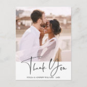 Carte Postale Mariage de calligraphie élégant Photo Merci (Devant)