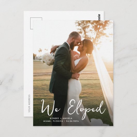 Carte Postale mariage de calligraphie moderne unique faire-part (Devant / Derrière)