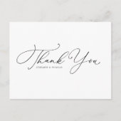 Carte Postale Mariage de calligraphie noir Whimsical Merci (Devant)