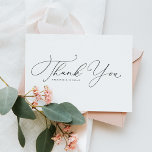 Carte Postale Mariage de calligraphie noir Whimsical Merci<br><div class="desc">Envoyez des remerciements avec cette carte postale de remerciement personnalisable par mariage. Il présente la calligraphie lunaire et la typographie classique. Personnalisez en ajoutant vos détails. Cette carte postale de remerciement de mariage élégante sera également parfaite comme une papeterie de couple et plus encore.</div>