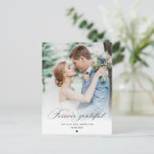 Carte Postale mariage de calligraphie noire merci photo (Debout devant)